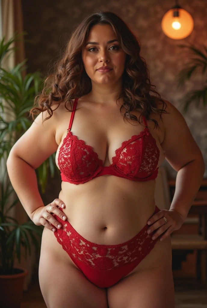 Gordinho, ((uma linda espanhola de 60 anoaduro), ((vestindo uma linda calcinha vermelha com cobertura completa e detalhada)), (Shorts de lycra), pele marrom, Gordinho, Realista, 8K high definition, incrivelmente detalhado, intricado, elegante, cabelo grisalho, maduro, rosto arredonde, senhora sedutora, (lar), puppy position, Brasileiro, It is, olhando para o espectador, cara feliz, Gordinho belly, (seios pequenos1.8), inventar, pulseiras, neckless, batom, sorridente