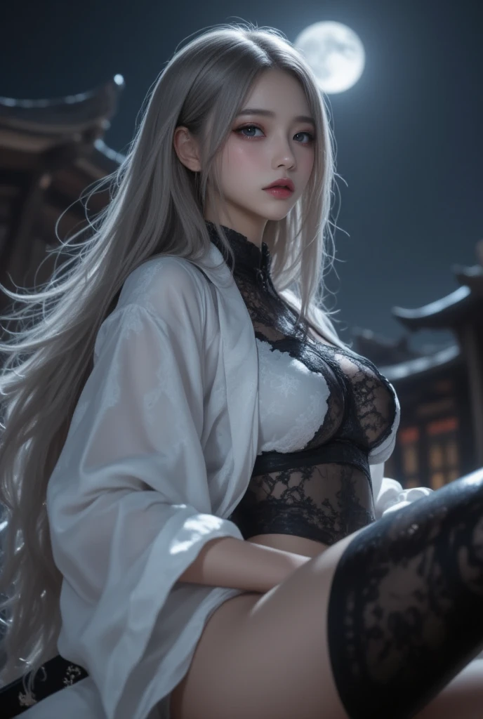 [(Transparent background: 1.5)::5],(((Masterpiece)))),(((Highest image quality))),((((Ultra)),Illustration,1 woman,Solo,Mysterious,Vivid color,Glossy,Underwater transparent sealed hemispherical glass dome, White hair, Red eye, Full body, Barefoot, Long hair, Quiet nature, Koi, Underwater, Dome, Close-up, Dynamic action, Lens perspective, (((Box configuration)))), Sitting cloth leaning against bookshelf,(Face detail:1.2),Glossy eyes,Look at the viewer,(PureErosFace_V1:0.8),Cityscape,1 girl,Solo,Bodysuit,(Fishnet stockings|off-shoulder dress:0.8),Wet,,Look at the viewer,(Eyelashes:1.1),(Happiness:1.21),(Depth of field:1.1),Lens flare, (Chromatic aberration:1.1 ), (Caustics:1.1), (Scattered glowing petals:1.331), (Style-GBF:0.75),(Highly detailed face:1.1),TikTok,Dynamic Angle,(Wide angle:1.1),(Portrait:0.5)
