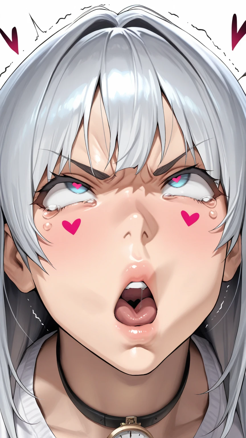 nafw,(2 girls),duo,breast,absurdres,best quality,very aesthetic,absurdres,bra,(light silver White hair),太もも,(purple bra),(straight-on),legs,(officeready:1),(tan),(topless),(Attractive face:1.3),masterpiece,best quality,very aesthetic,absurdres,nsfw,1 cute girl,black hair,pov face,two side up,face focus,tongue out,cumdrop,masterpiece, best quality, very aesthetic, absurdres,cum,half open mouth,cum,