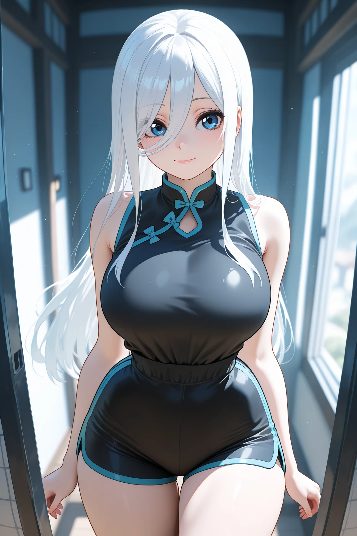 #基本
A girl is posing for a photo, ((One Girl)), (((Baby Face:1.2)) + ((cute:1.3))),
#A girl is posing for a photo, ((One Girl)), (((Baby Face)) + ((cute)) + 16 years old),
break
#Clothing Accessories
((Sky blue nurse uniform:1.5) : (Shiny) + ((Pencil Mini Skirt)) + (High neck) + (Gold Belt) + ((Tight fit)) + (Black Pantyhose)), (Shiny白ハイヒール),
(Gold hoop earrings),
break
#Features
((Silver Hair)), (The forehead is visible:1.4), (Twin tails : Long Hair + Curly hair + Thin Hair + Red ribbon),
((Droopy eyes), blue eyes, (Big eyes:1.2)), (Big Breasts),
break
#background environment
(noon, (sunlight shines, Modern hospital)),
#Facial Expression Pose
((Wicked Smile)), (model posing),
#composition
(To the camera, (Focus from the front), (Cowboy Shot)),
break
#Body parts elements
(Slim figure),
(Detailed Hair, Beautiful Hair, Shiny Hair),
(double eyelid, Long eyelashes),
(Expression of fine eyes, Beautiful and delicate eyes, Sparkling eyes, Eye Reflexes, Glitter Eyeliner),
(Human Ear),
(Beautiful Nose, Thin Nose),
(Shiny唇, Beautiful Lips, Thick lips, Shiny唇, Natural Cheeks),
(Detailed face, Symmetrical facial features),
(Detailed skin, Textured skin, Beautiful Skin, Glowing Skin),
break
#Quality Image Quality Common
(((Highest quality)), ((masterpiece)), ((Very detailed))), ((Ultra-high resolution)), ((16K, 1080P)), ((FHD)),
(Anatomically correct), (Realistic), (3DCG), (oil), (Colored pencil),
#Quality image illustration
((comics, anime)), CG illustration,