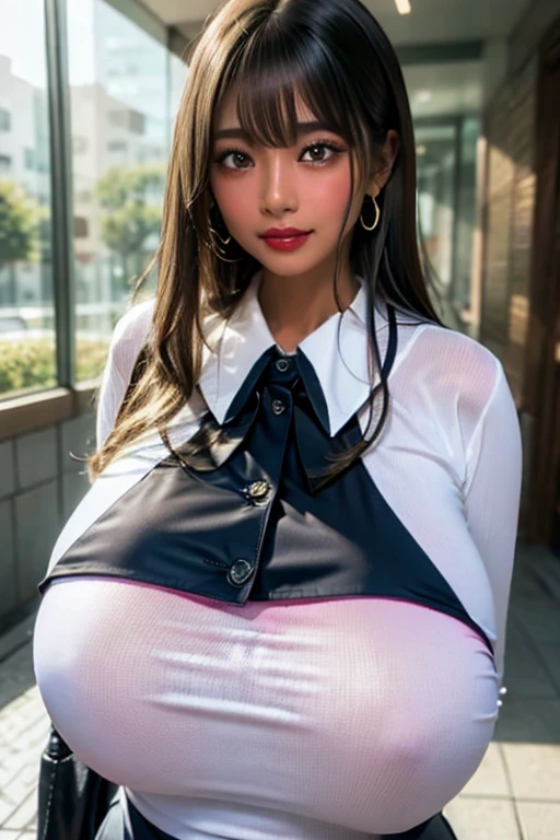 8K, realistic, masterpiece ,insanely detailed, absurd, (photogenic:1.3), (1girl, 20yo), (black bodysuit), (blush, open mouth:1.3), (upper body), (sexy:1.8), (open breasts:1.0),(shiny skin:1.2), train station