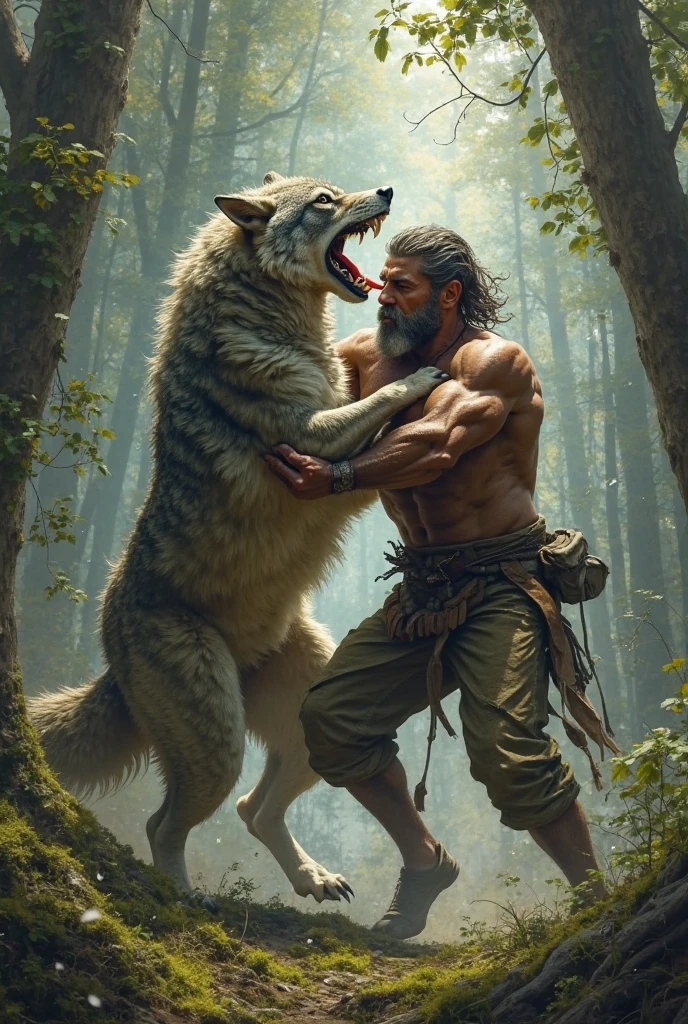 Wolf howling and man chopping wood make a beautiful banner for YouTube channel