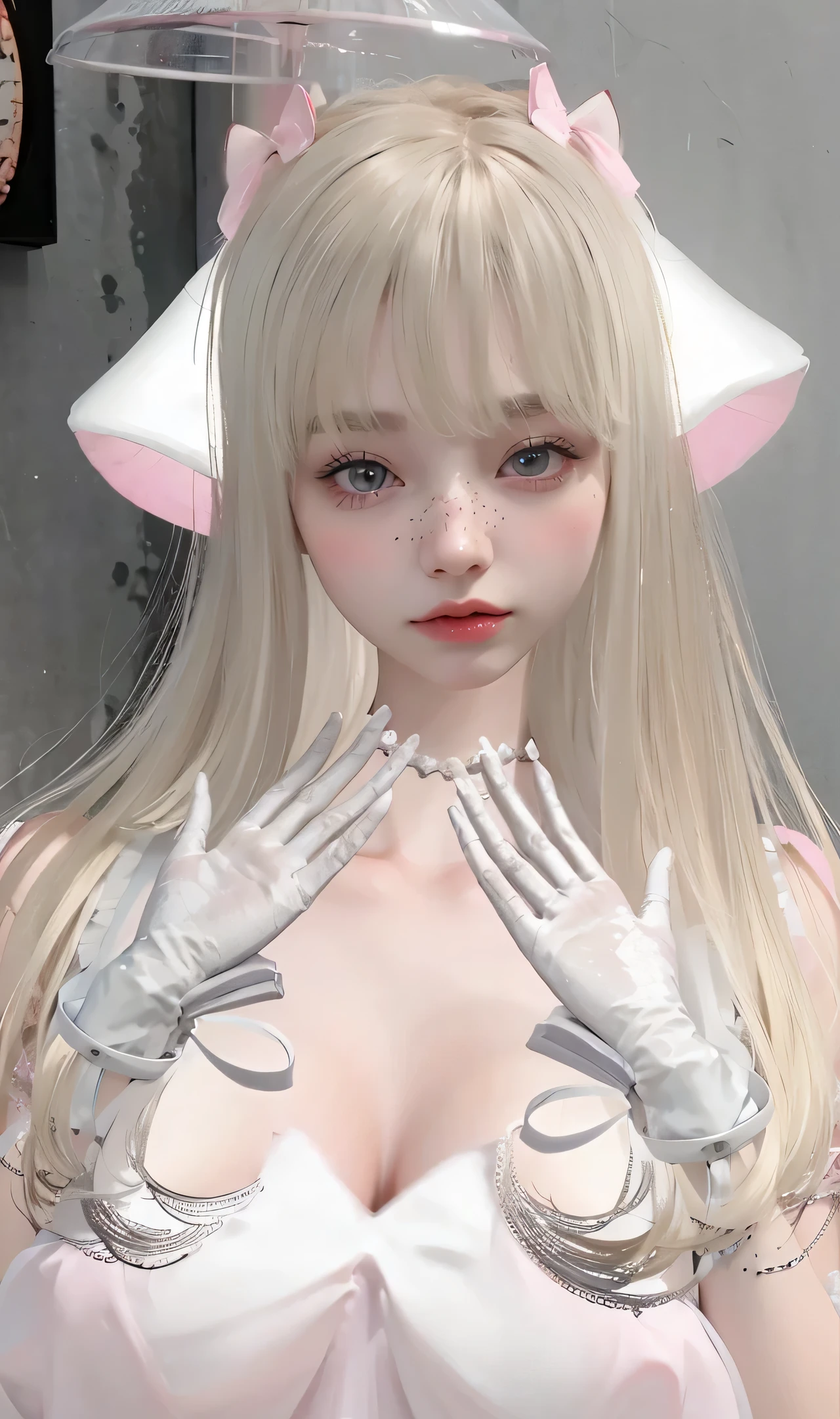 2D, masterpiece, highest quality, anime, Highly detailed eyes, Highly detailed face, (Cowboy Shot), 1 girl, alone, Studio Background, Black background, A slight blush, smile, Tame Them, tsunomaki Tame Them, Hololive, Virtual YouTuber, Blonde Hair, Purple eyes, horn, ram horn, Long Hair, mature, Wide Hips, Medium chest, White Dress, fur-trimmed dress, Removable sleeves, White sleeves, Pink accents, Cape, smile, Look at the viewers, street, Sitting