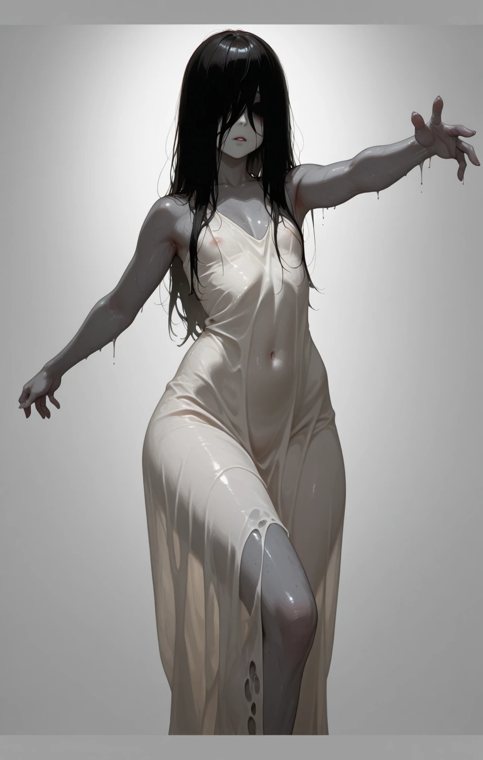 (photorealism:1.2), beautiful, sexy asian women, dead, whole body, getting lifted, head hand back, limbs hang down