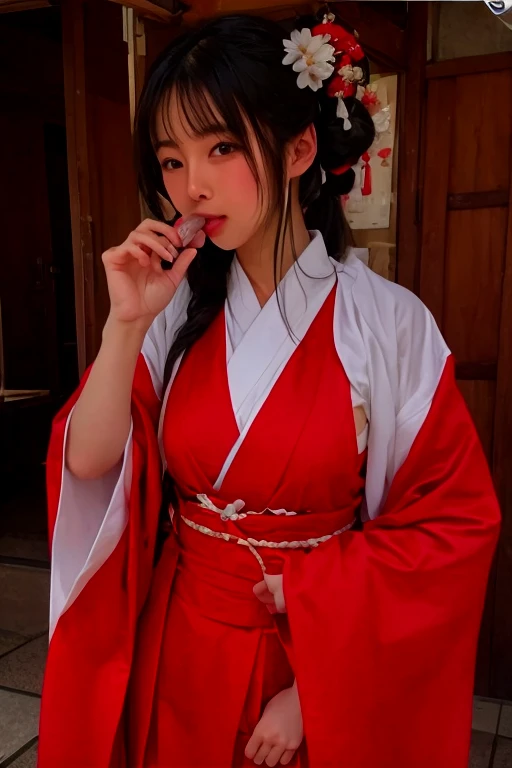 The only 18 year old shrine maiden、NSFW、Super detailed、High resolution、transcendental beauty　highest quality、masterpiece、Wear knee socks、Majimix Real、(RAW photo:1.2)、(Photoreal:1.4)、beauty in details、and delicate expression、At a historic old shrine、(The shrine maiden&#39;s red and white uniform is torn.、I can see your nipples:1.5)、Shrine maiden&#39;s red and white costume、(short pigtails、Bangs without gaps:1.5)、((you can see me))(squat)、eyelash、sparkling eyes、glossy lips、beautiful and detailed eyes、((beautiful japanese girl))、very detailed expression、highly detailed face、movie lighting、positive、((dynamic pose))、((open stance))、(The front of the shrine maiden&#39;s hakama is torn、I can see your pussy:1.8), Shrine maiden&#39;s red and white costume、(Accurately represents the shape of the female genitals:1.5), (Detailed depiction of the labia minora, vaginal opening, Detailed depiction of the clitoris:1.5), (Open your legs wide and raise your knees:1.8)、(Limb restraint:1.6)、(man&#39;s hand touches pussy:1.8)、thin legs、(Open your mouth wide and look at your tongue:1.7)、Panting with sexual pleasure、(Feel the climax of ecstasy:1.6)、Open your mouth wide and scream、shame、Her cheeks flushed slightly、heartbreaking cry