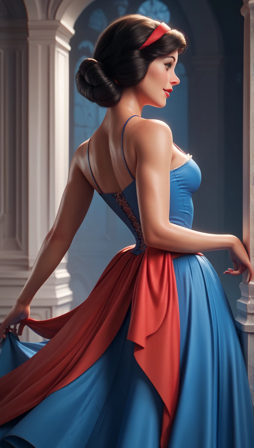 (Best Quality, 4K, 8K, High Resolution, Masterpiece: 1.2), (Super Detailed, Realistic, Photorealistic:1.37)A captivating young girl, donning a striking ensemble of red and blue, stands before a window with an air of toughness and determination. Her enchanting eyes are exquisitely detailed, capturing every glimmer and depth, while her lips boast a meticulous beauty that is both captivating and alluring. The level of detail extends to her entire face, each contour and feature meticulously rendered to perfection, creating a sense of hyper-realism that draws the viewer in. 

The girl's attire, reminiscent of oil painting art, is a work of art in itself. The fabric, skillfully crafted to resemble vibrant brushstrokes, adds a touch of dynamism to her overall appearance. It is a true reflection of the artist's talent, showcasing a mastery, (NSFW:1.5)