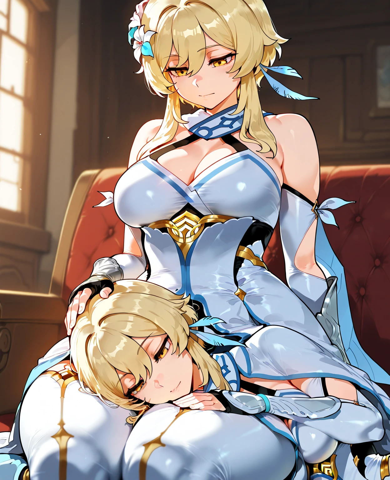 mordred, (green eyes:1.5), incomparable masterpiece, ultra 8k CG, perfect art, blonde hair, ponytail, high res, ultrasharp, 8K, ultra high resolution, beautiful detailed eyes, hyper-extreme details, best quality, perfect illustration, an extremely delicate and beautiful, extremely detailed, full body, CG, 8k wallpaper, amazing, finely detailed, official art, huge file size, ultra detailed, extremely detailed, beautiful detailed girl, extremely detailed eyes and face, artoria pendragon, mordred hugging artoria, 2 girls