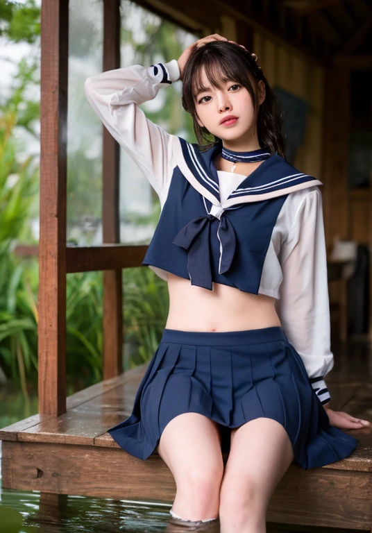 School Sailor Suit,Teen,bust: 83 cm、Cuts on the thighs、White Full Back High Leg Cotton Panties
