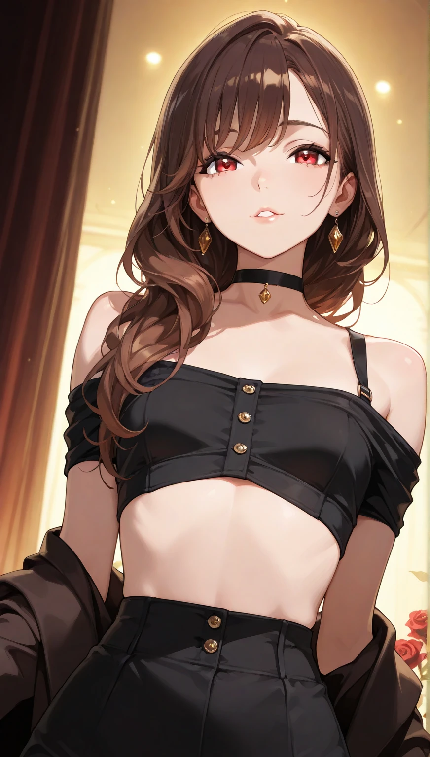 ((masterpiece)), ((best quality)), ((anime)), ((old effect)), ((90s anime)), girl, ((orange skin)), ((brown eyes) ), ((perfect)), eyebrow, nose, ear, mouth, lips, ((curly hair)), neck, shoulders, ((arms)), ((random background color)), lustful,
