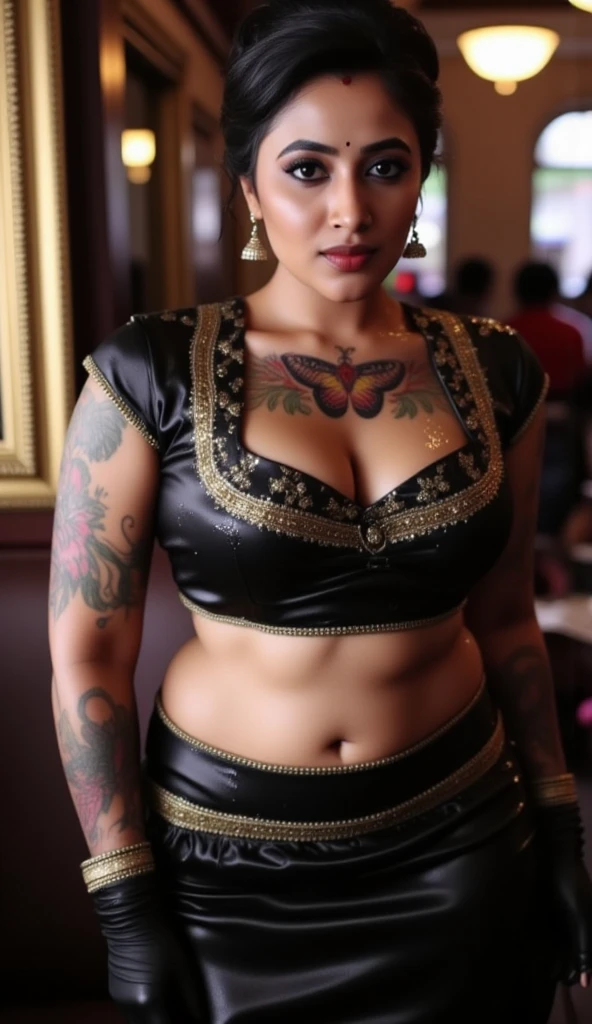 analog style, expertly illuminated, Khalida Saleem, (big fat muscle:1.0), (big breast:1.0), (((big beautiful man))), 21 year old, wearing a leather jacket steampunk, (((very short hair))), cinematography, crafted, elegant, meticulous, magnificent, maximum details, extremely hyper aesthetic, intricately detailed