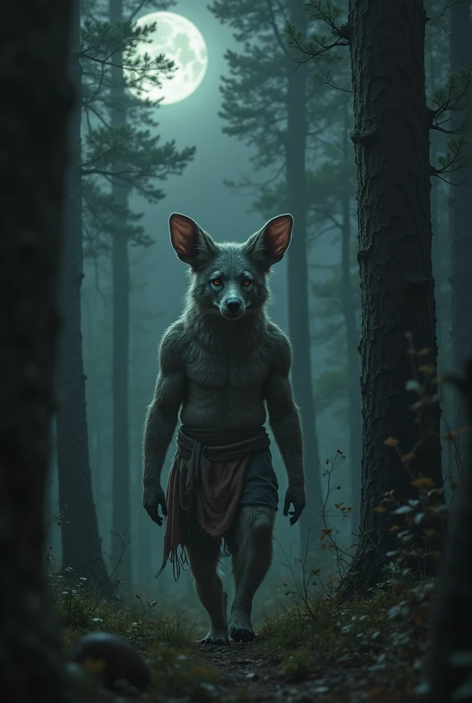 Naked furry sinking deep in quicksand in the woods 