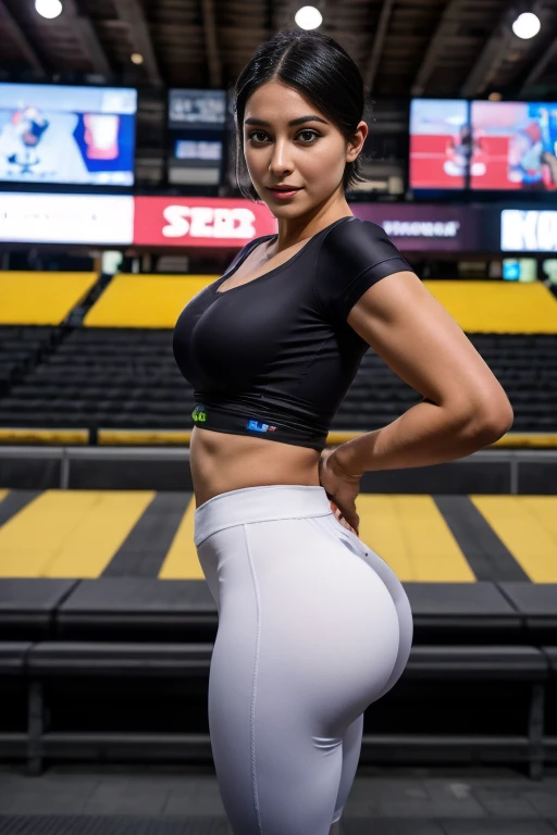 beautiful woman, very similar to Angela White (28 years old, good skin, good eyes, nice smile (sexy mouth), good teeth, good hair, huge breasts ((uniformity, good anatomy, hyperreal, photorealistic, real textures)) wearing women's clothes, clothes sportswear, clothing (top, red bloomers ((inspired by JAV movies)) practicing pole vaulting on athletics track, intense blue sky ((natural lighting, warm colors, sunny day, deep shadows, deep blacks, equalized exposure)), Canon EOS R7 quality (Ilford HP5, RAW, HDR, analog photo, high granularity, sharp focus, medium contrast, vivid colors, UHD, polaroid filter) POV (full photo, full body, pose model)