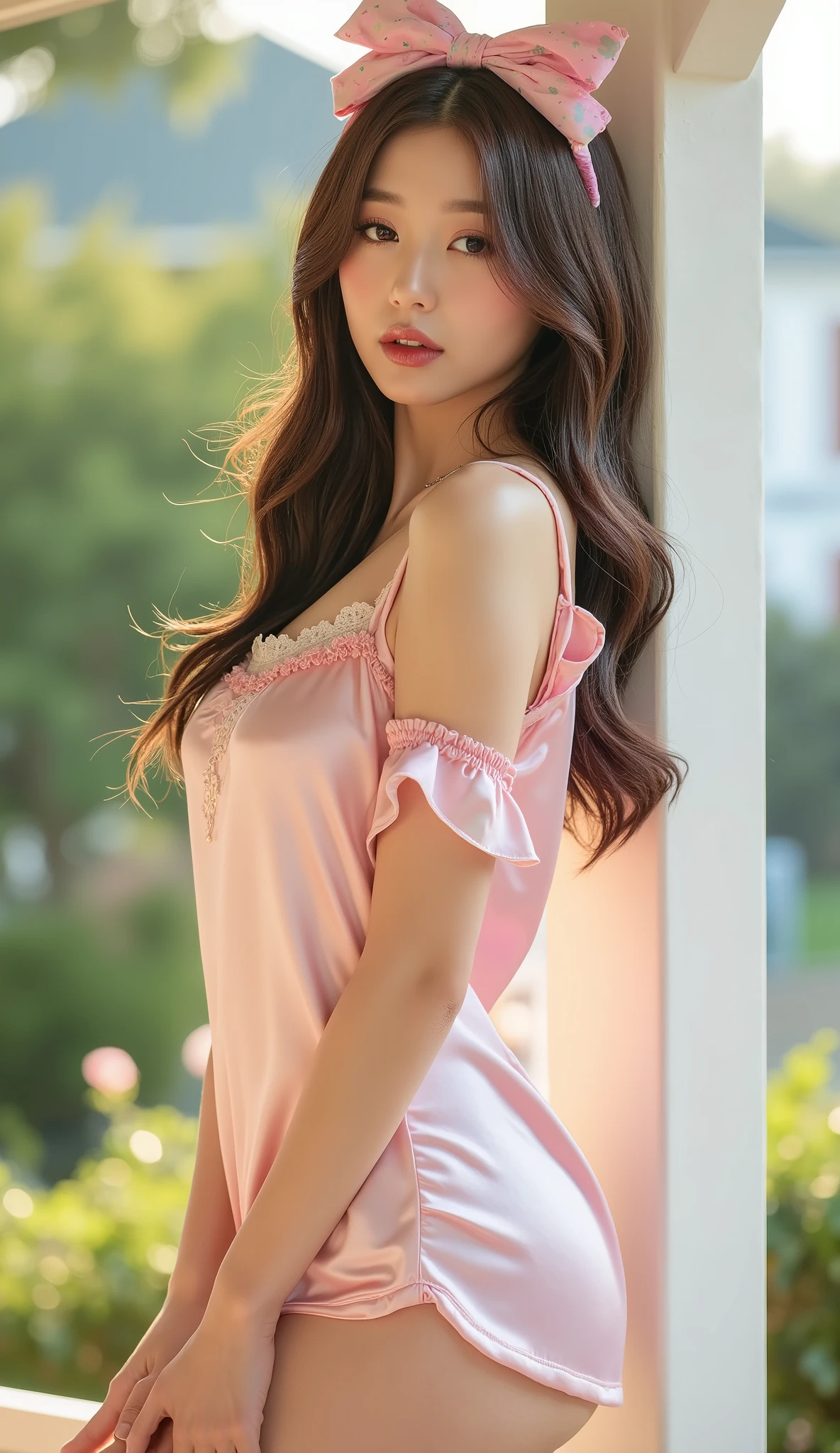 (A lace outfit with a wide open chest),(Wearing a sexy pink pastel-colored lace pajamas so thin that you can see your breasts.),((best quality, 8 thousand, masterpiece: 1.3)), ( Casual and cute hairstyle: 1.2), : 1.1, a charismatic face, detailed eyes, double eyelid, Earrings included, bedroom, light makeup,very angry,open shirt, white panties,Shooting from the side,black pleated skirt,