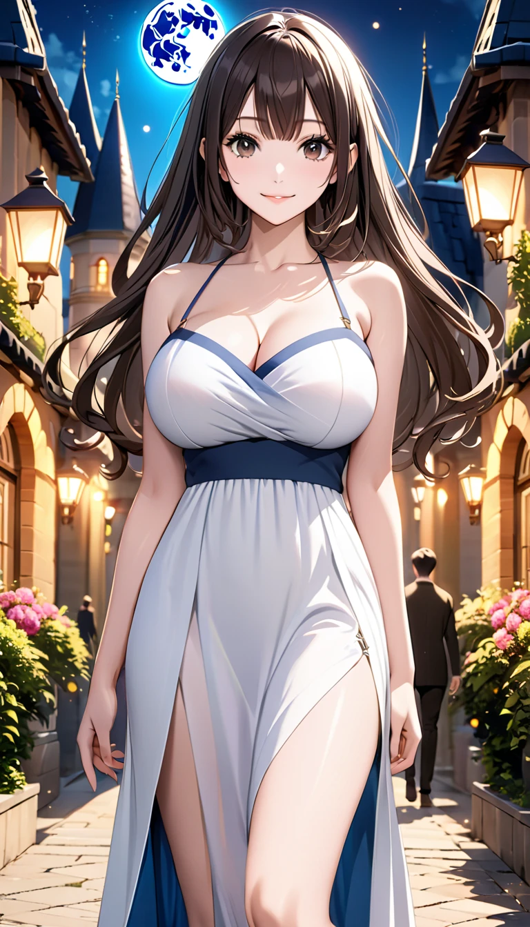 best quality, masterpiece, 1girl, solo, ,White lace tube top dress,in garden,sideboob