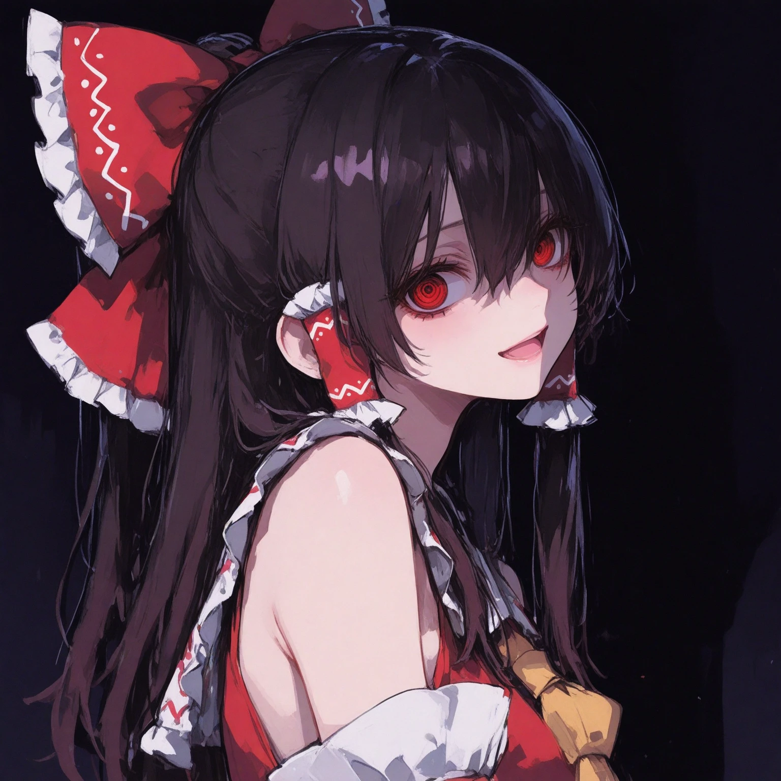 Highest quality I have long hair Marisa Kirisame Reimu Hakurei Red eyes Odd Eye kind Cat ear naked Masturbation ejaculation Two people