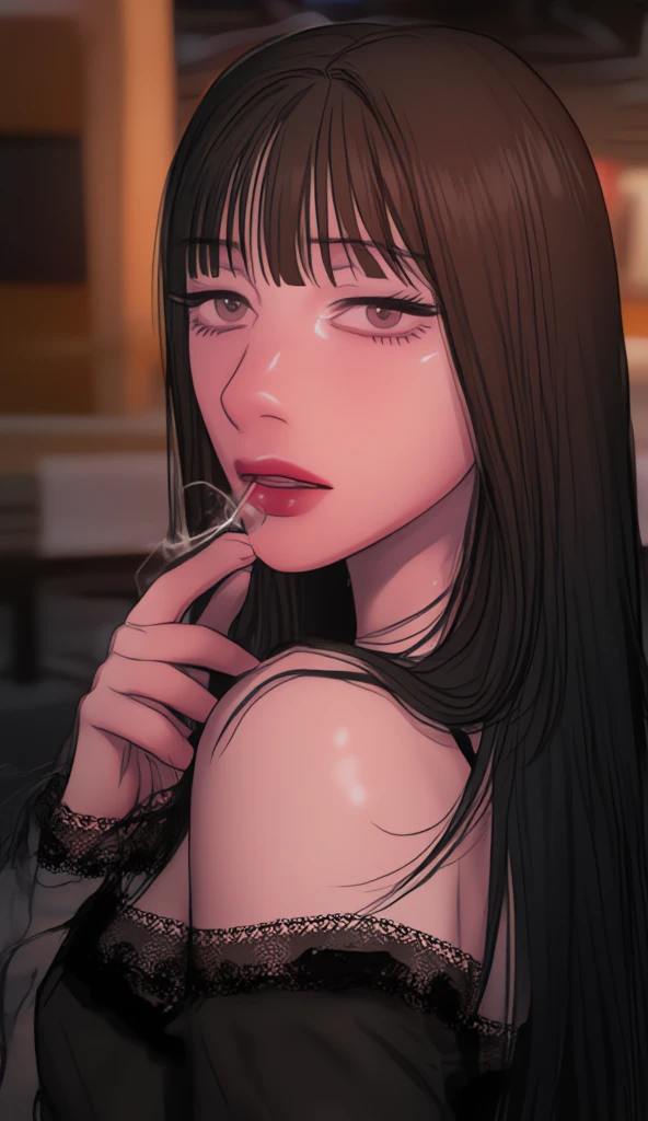 Ultra realistic, 16k, high quality, one evil naked well lit girl, succubus aesthetic, dream aesthetic, long black hair, cute bangs on the forehead, black evil eyes, bright evil eyes look, perfect nose, evil smile, pale-grey skin, grey skin, flushed cheeks, natural detailed , showing natural medium breasts, narrow waist, big hips, hot big vagina, hot sexy legs, perfect feets, creepy aesthetic, 16 years old, (beautiful natural body), professional photography of a naked woman detailed, sharp focus, dramatic, award-winning, cinematic lighting, dream aesthetic, volumetric dtx, (film grain, creepy dark school laboratory background, blurred foreground, Bokeh, depth of field, motion blur:1.3), evil cute model,