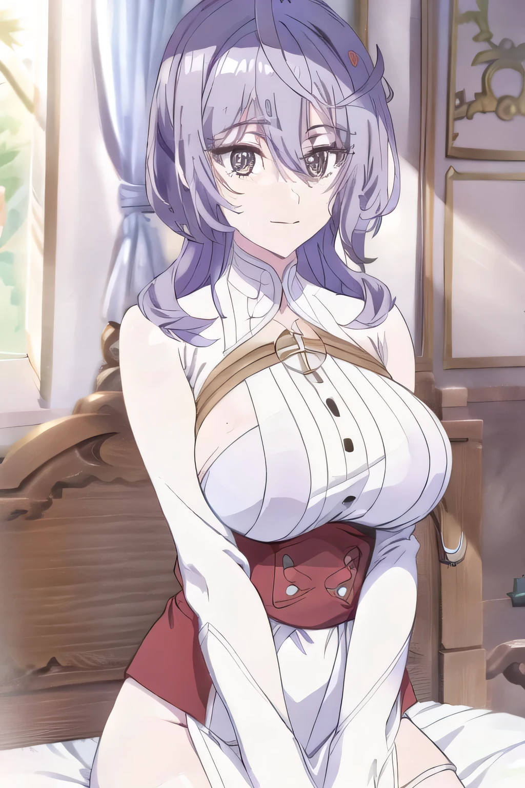 Ushiromiya Ange
 ultra-detailed eyes ultra-detailed, detailed light an extremely delicate and beautiful, 1girl,solo, lustrous skin, medium breasts, cinematic lighting, fitting room, dressing room, BREAK, beautiful pink underwear, curtains, from behind, from below