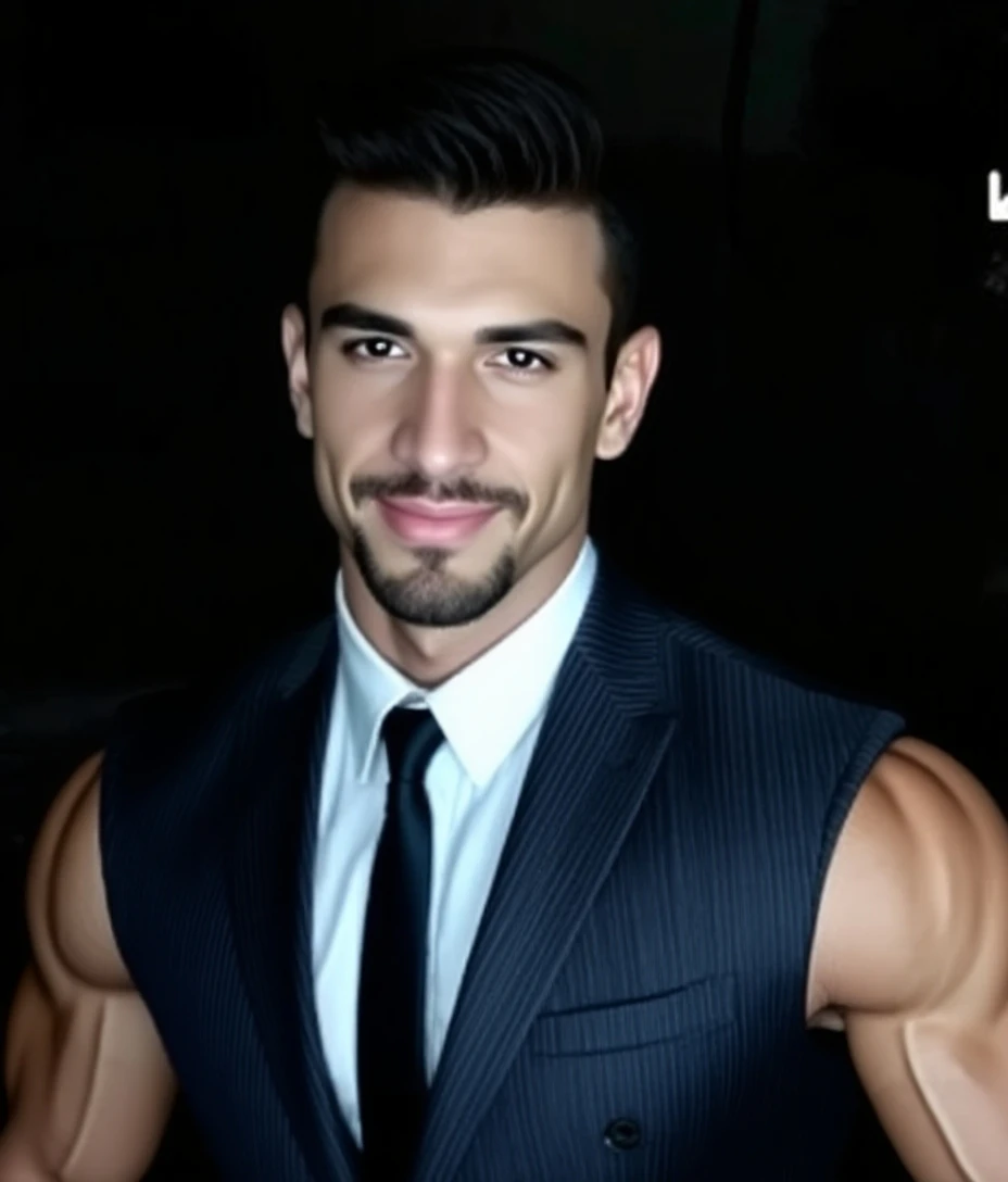 (masterpiece, intricately detailed, highest resolution, best quality:1.2), (doujin), a cocky instagram influencer, a 36 y.o muscle dom with a muscular physique sitting on a chair with blue eyes,ntattoo, ((neckline_tattoo)), dark-skinned male, clean shaven, wearing a ((open jacket, big chains, chav, armbands)), ((excessive cum)) ((cum on body)) (cum drip), flaccid penis,saggy balls,hairy chest,vascular,muscle striations,soft light,fantastic realism, colth, hdsrmr