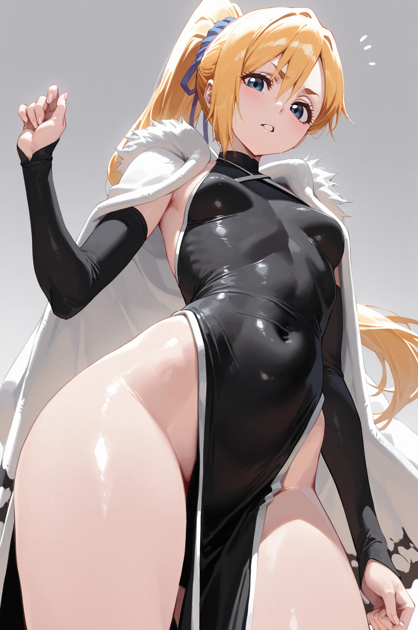masutepiece, Best Quality,Sleep on your back in bed,Crab crotch,please show me your boots,thigh high boots,globe,Strange thieves,Elegant, 1girl in, well-muscled,Cute, blushed, Looking at Viewer, frombelow,body suit, jail,Blue eyes, Beautiful eyes, Beautiful background, light Particle, Sun rays, Dramatic Lighting, Outside, shiny, Realistic, masutepiece, Best Quality, Ultra-detailed, Detailed, Scenery, Beautiful detailed eyes, detailed hairs
