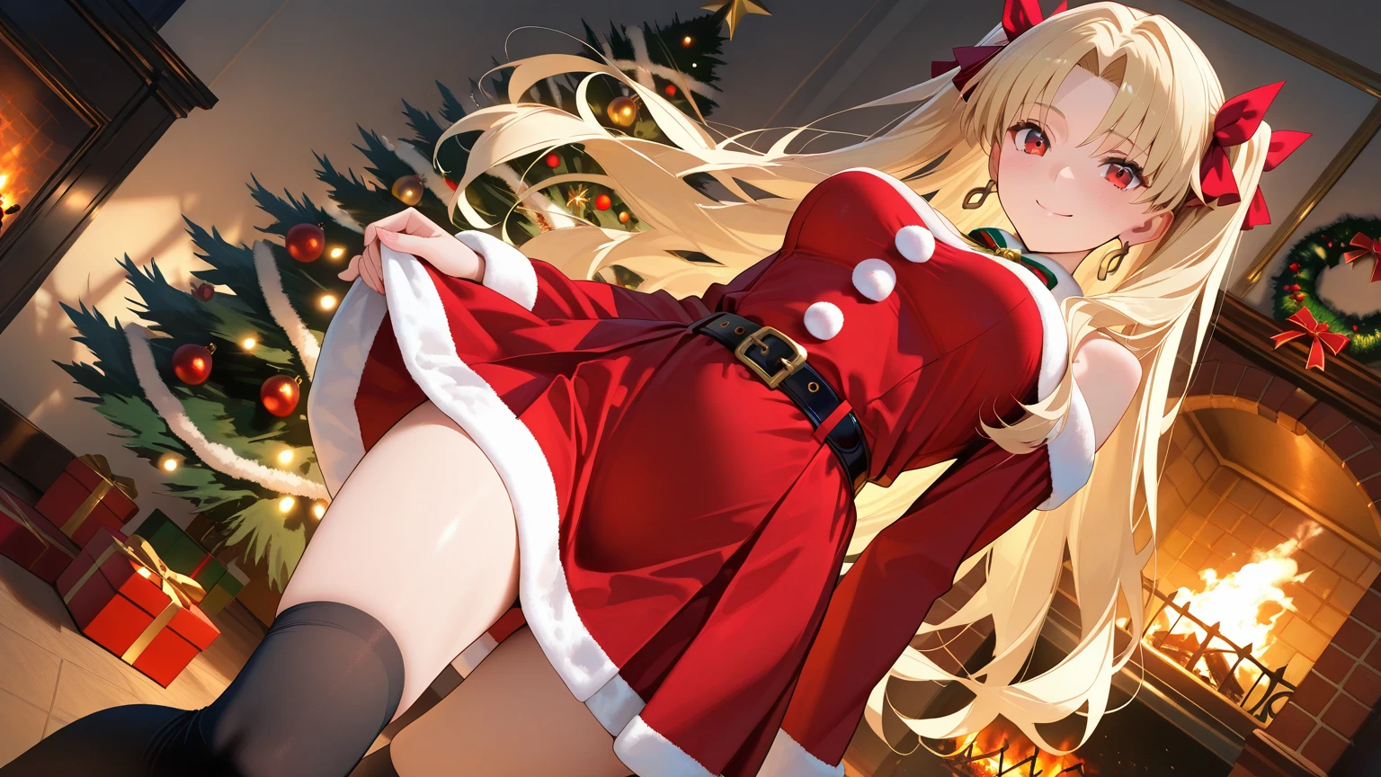 Mujer rubia , cuerpo completo , Christmas Clothes , grandes tetas , gran trasero