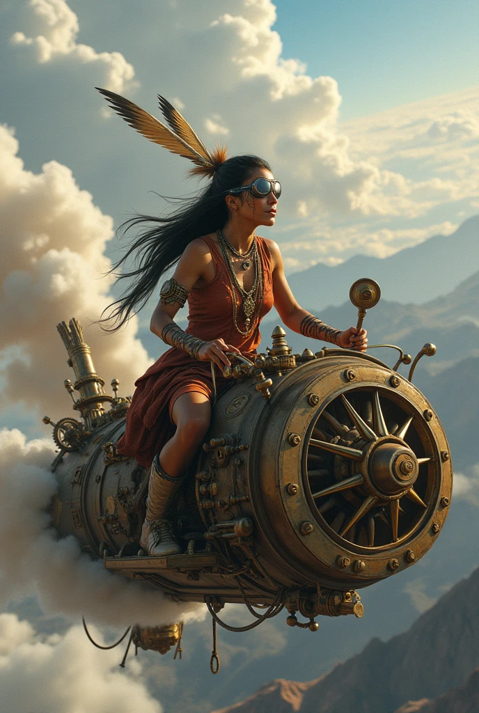 Indian actress Priyanka chopra, high quality, 8K Ultra HD, high detailed, Steampunk Time Voyager, Watercolor, wash technique, colorful, blurry, smudge outline, like a fairy tale, The protagonist, a courageous young beautiful woman adorned in a blend of vintage and futuristic attire, Embark on a thrilling journey through time in a steampunk-infused world, where past and future intertwine in perfect unison, This intricate digital art piece captures the essence of a daring time voyager exploring a Victorian-era metropolis with a steampunk twist, stands atop a colossal clock tower adorned with ornate cogs and gears, propelled by precise mechanical propellers, The city's architecture harmoniously blends classic Victorian elegance with intricate steampunk machinery, resulting in a visually captivating juxtaposition, by yukisakura, awesome full color,