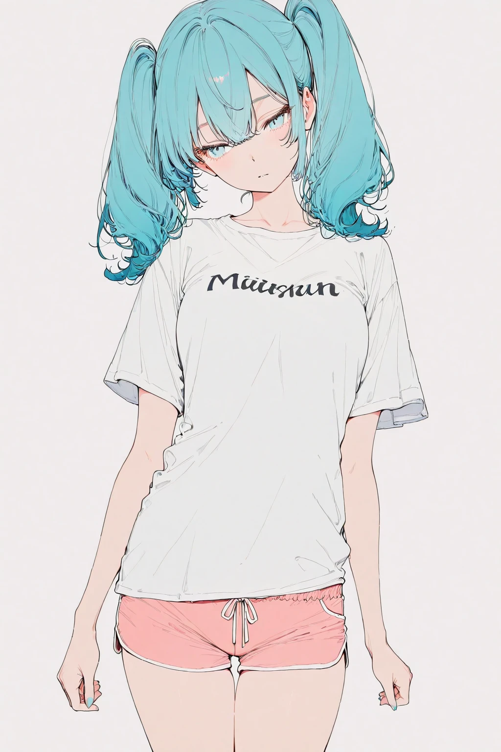 blue hair, messy hair, hair over shoulder, double bun, rimless eyewear, aqua eyes, fingersmile, Mannerism, blind box toy style, anime style, Classicism, Pop art, Pop art, god rays, blending, halftone, dithering, cinematic lighting, god rays, drop shadow, drop shadow, highres, textured skin, retina
