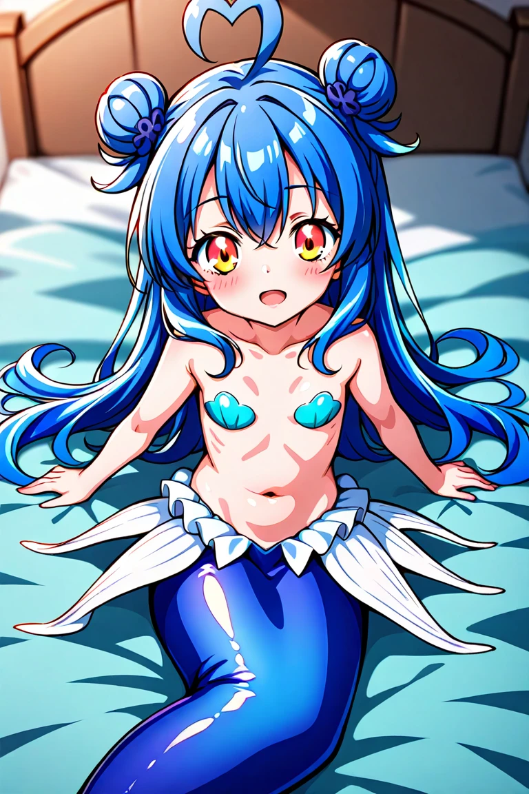 (((((In the stomach))))), mermaid、Small breasts、belly button、Sweat、Eyes Wide Open、Struggling、Coiled Tentacles、Bright colors