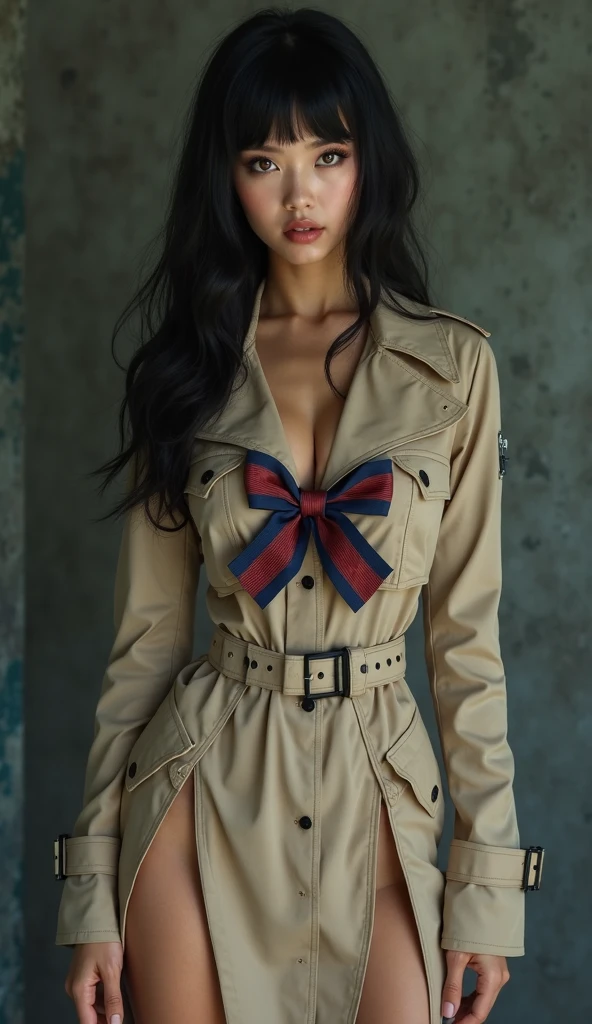 sexy comunist chinese girl, military clothes with skirt and garter belt
