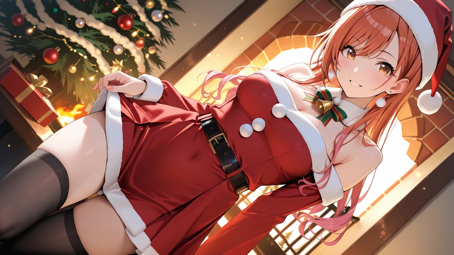 christmas，sweat drenched，camel-toe，Christmas tree，Gift box，ribbons，opening legs，streaked，Back Shadow，，big.ass，secretion，juice