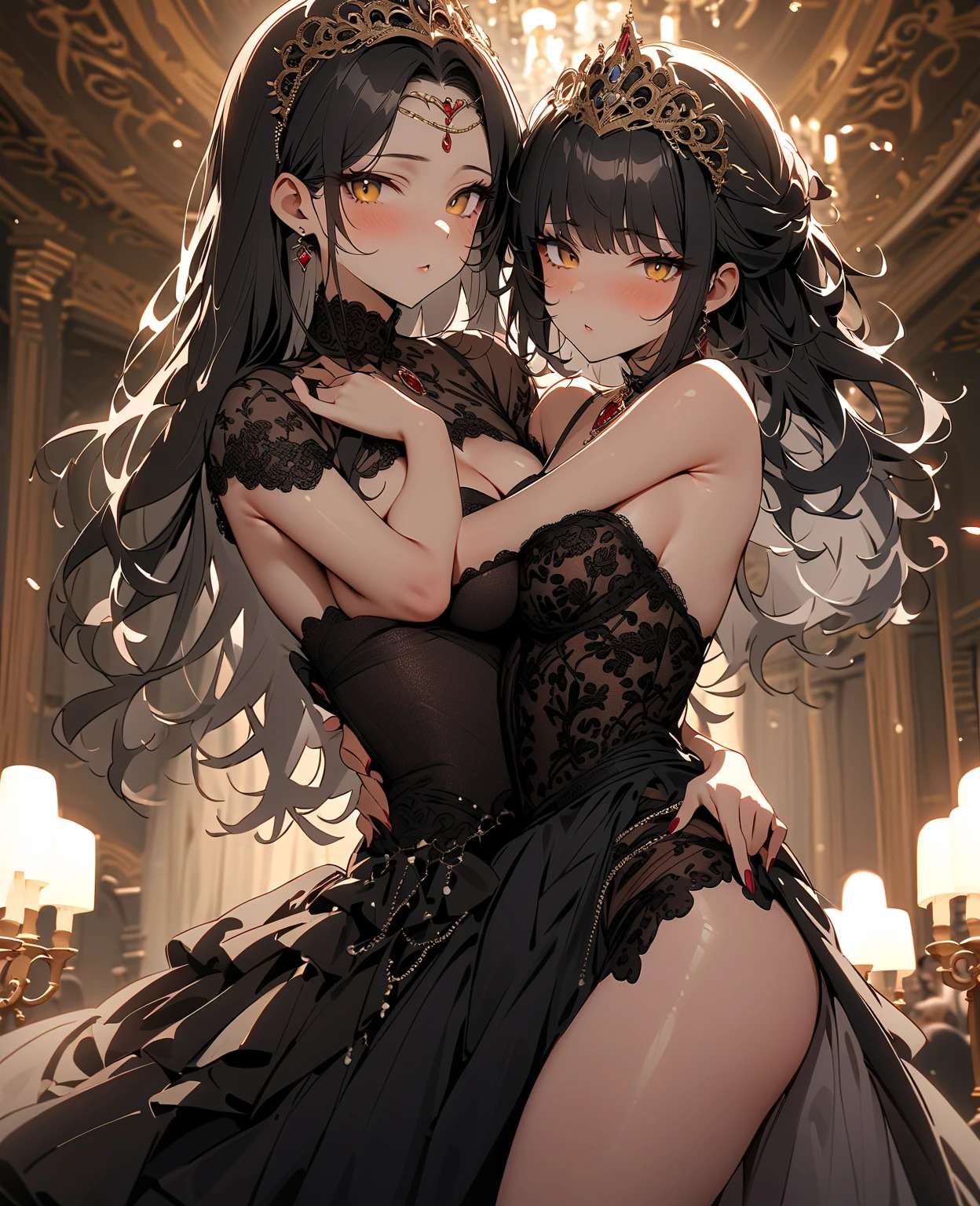 Two girls kiss passionately