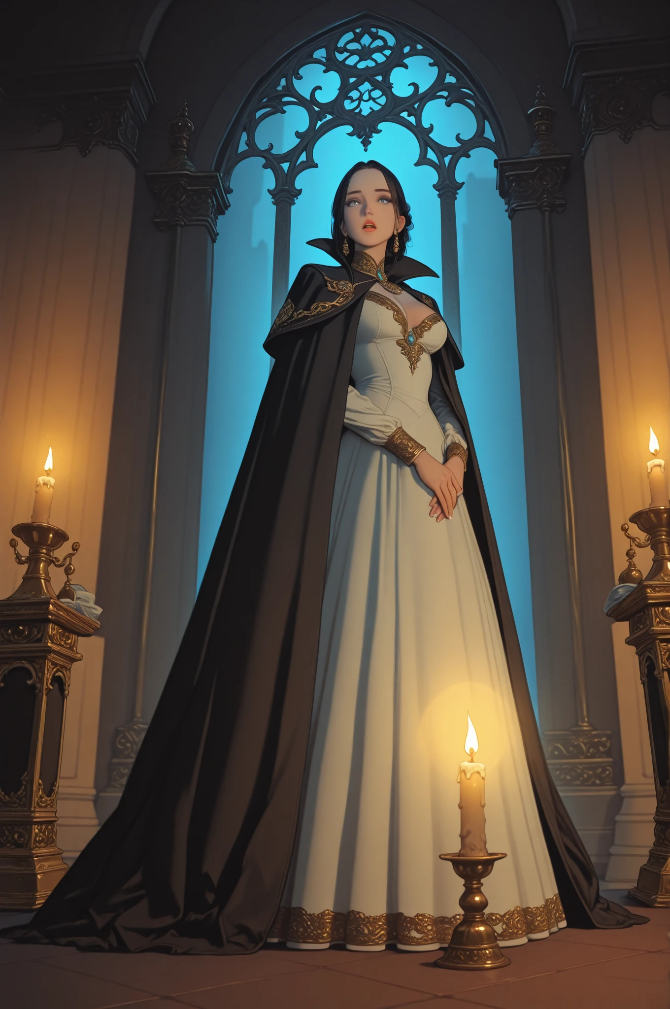 { - anatomy error}(Masterpiece - Ultra-detailed, very high resolution) Prepare to be enchanted by a true masterpiece that combines ultra-detailed art with high-resolution rendering. This work depicts a mesmerizing dark-skinned woman with long black hair. (1.3) and captivating gray eyes (1.2), emanating an aura of elegance and mystery in Victorian environments. Intricate details and realistic textures invite you to explore every aspect of this enchanting composition.. Woman wearing a beautiful classic Victorian costume from the year 1878. Red lips. happy face. smiling. white gown. going, writing, lying down, standing, on your back, dynamic poses. Get ready to dive into a world where beauty and craftsmanship merge perfectly.