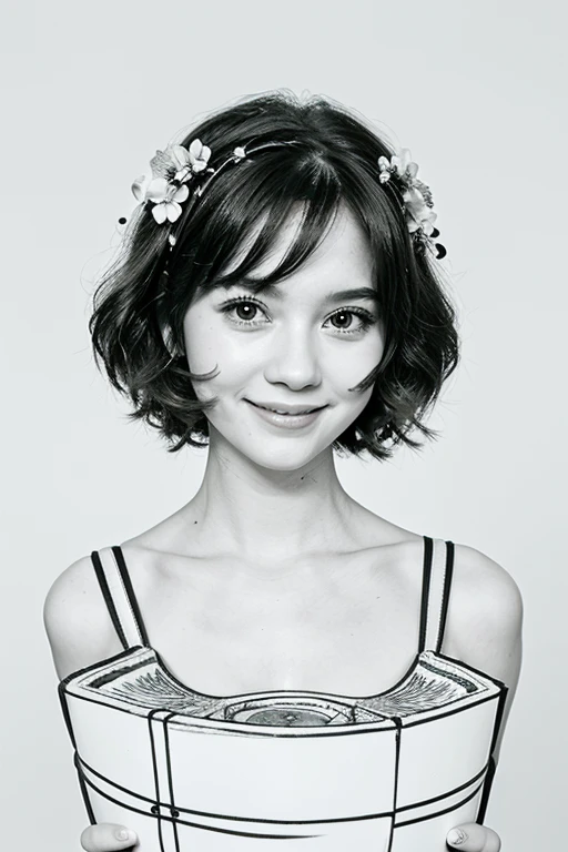 detailed monocrome portrait photo, 1920's, cute young woman receive a red flower, sin city style, black dress, little smile, <lora:sin city style v2:1> <lora:DetailedEyes_V3:1>