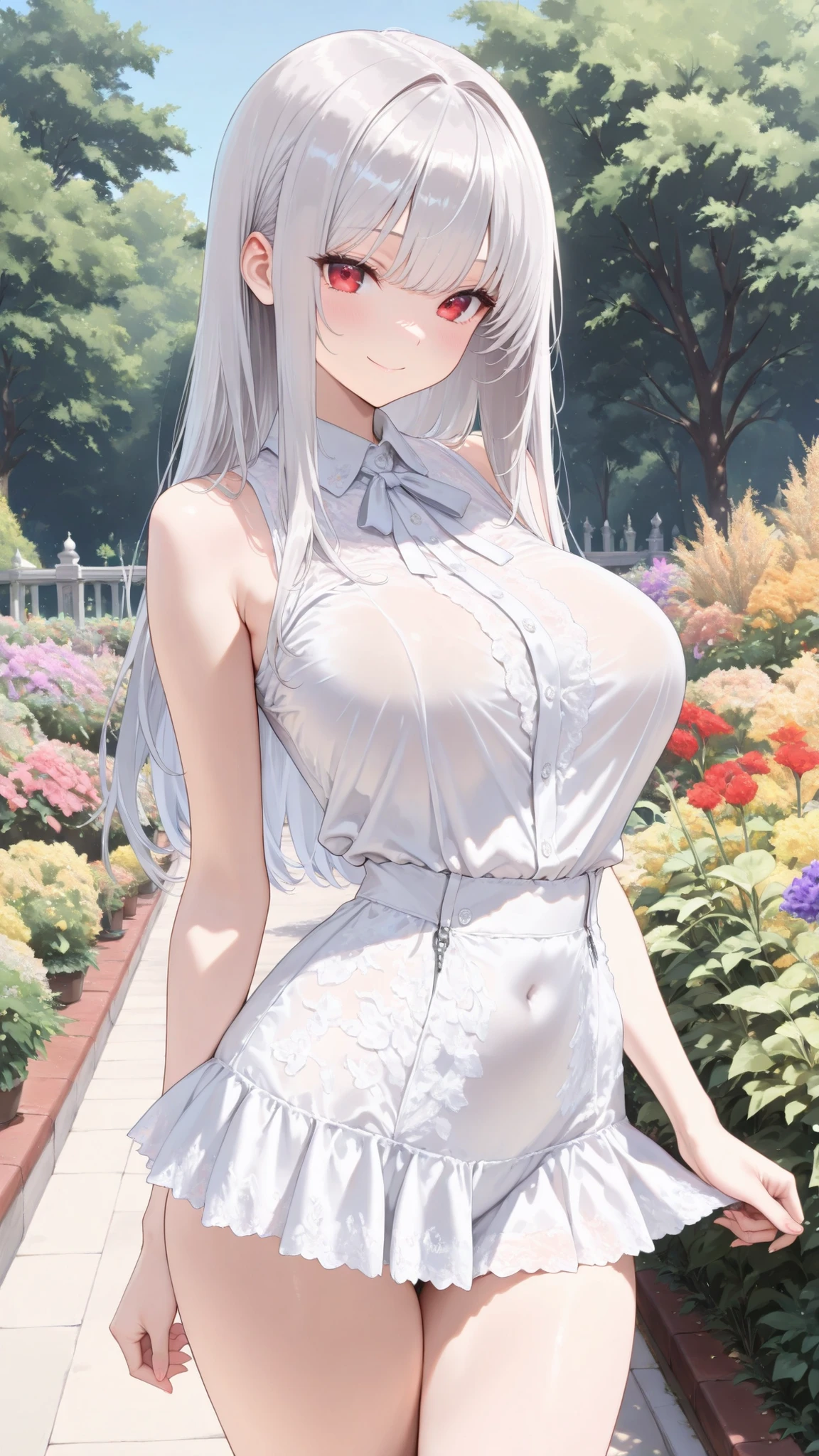 (from above:1.2),(from side:0.9), ((Face)), (Close-Up:0.4), ((looking at viewer, holding a bouquet to his mouth)), highest quality、(real、photorealistic:1.4)、(RAW photo:1.2)、very detailed CG unity 8k wallpaper, delicate and beautiful, wonderful, Fine detail, official art, huge file size, Ultra-detailed, very detailed girl, very detailed eyes and face, Bright on the face、Photorealistic perfect body、Ultra-high image quality、Ultra-high realistic image quality,(with sparkling eyes and a contagious smile),(her thin pubic hair:1.4),(Japan Gal:1.3)、(Teenage face:0.8)、(cute black transparent nightgown)、(twin)、(medium-breasted:1.2)、(cleavage of the breast:1.0)、(Gravure Pose:1.4)、(Cowboy Shot、Thigh up:1.0)、Waist slender、(bangss)、(silver hair color:1.1)、(voluminous curly hair:0.3)、(long hair:1.2)、(good lighting)、A smile、Gal Style Makeup、Gal style earrings、Gal style bracelet、(Gal style long necklace)、shopping street,happy smile, smiling,((Very happy smile))、Show shoulders、Complex patterns and transparent materials、Artistic depiction of seductive women, Emphasizes her charming silhouette,