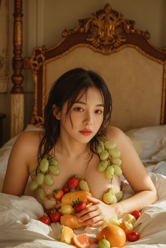 (masterpiece) several topless women are sitting on the floor with fruits and vegetables, official art, sapiens, 0 0 0 bc, official artwork, (fancy), full art, by Juan O&#39;Gorman, Key art, official illustration, ( ( Dark skin ) ), twice, AOC, meme template, promotional art, Leaked image, cornucopia