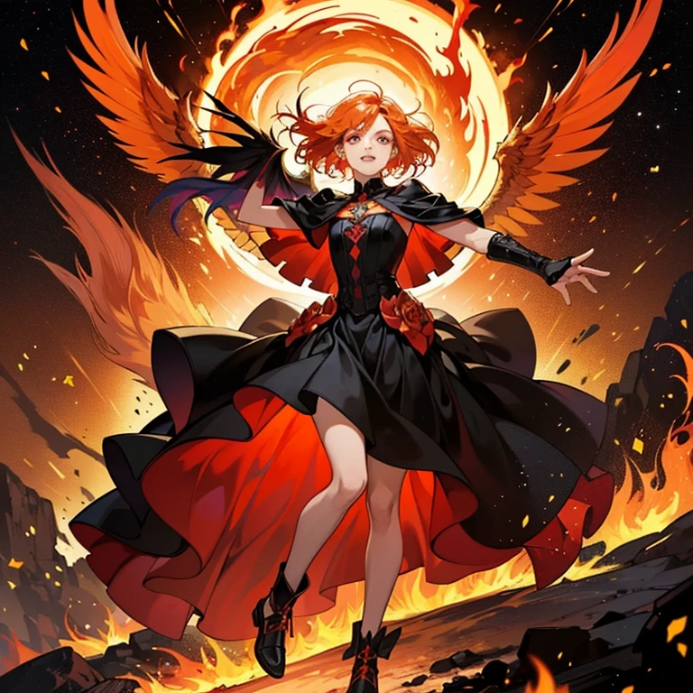 AS-YoungestV2, 1girl, solo, upper body, red hair, long hair, flowing hair, ahoge :1.2, glowing yellow eyes, small breasts, PHOENIX DRESS, HAILOKNIGHT, holding red sword by the handle, red wings, feathered wings, landing_wings, fire, flames, flying, outdoor, sky, night, full moon, <lora:phoenix_dress-1.0:0.8> <lora:landing_wings:0.9> <lora:hailoknightV2E12:0.9>
