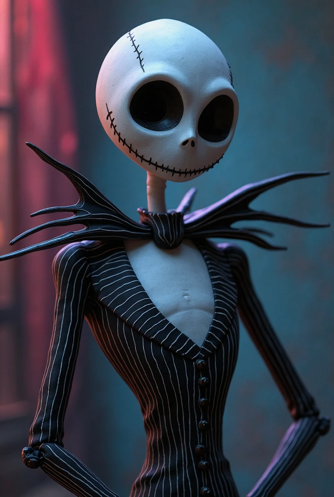 JackSkellington1024, full body, in haunted catle, candles, spooky, night, detailed eyes, highly detailed, photography, ultra sharp, film, bokeh, professional, 4k <lora:JackSkellington1024-000495:0.7>