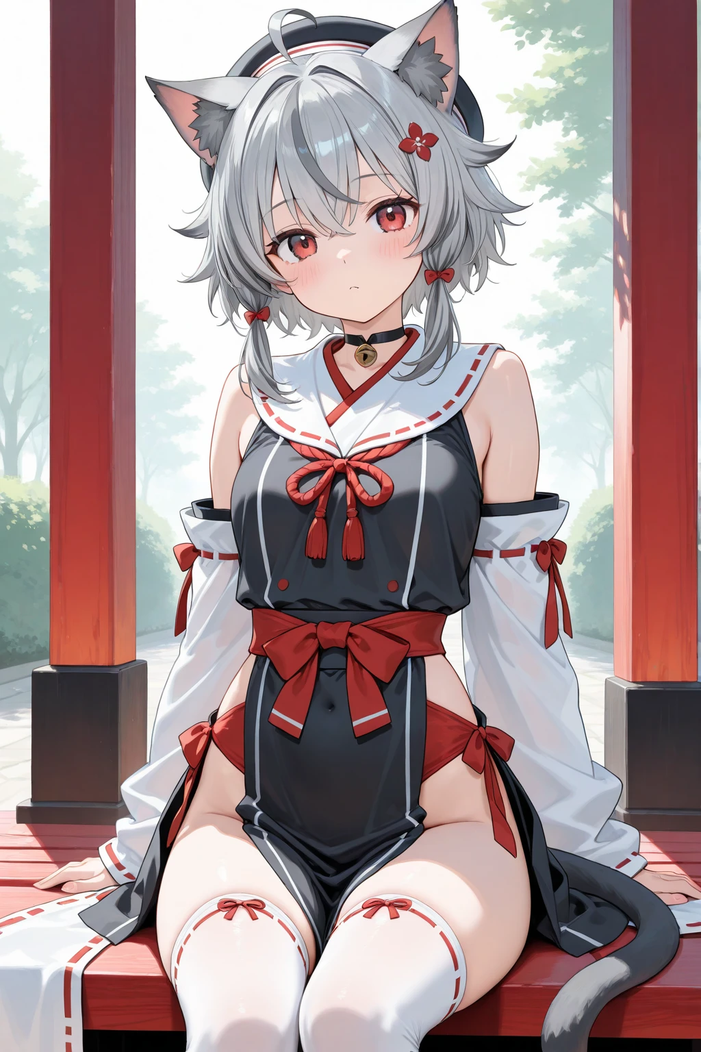 Anime girl with long white hair and red eyes posing naked, , Enchanting anime girl, Kantai Collection Style, Cute girl anime visuals, Anime girl with bow and arrow, nyaruko-san, White-haired God, In a dress, guweiz on pixiv artstation, Cute anime waifu in a nice dress