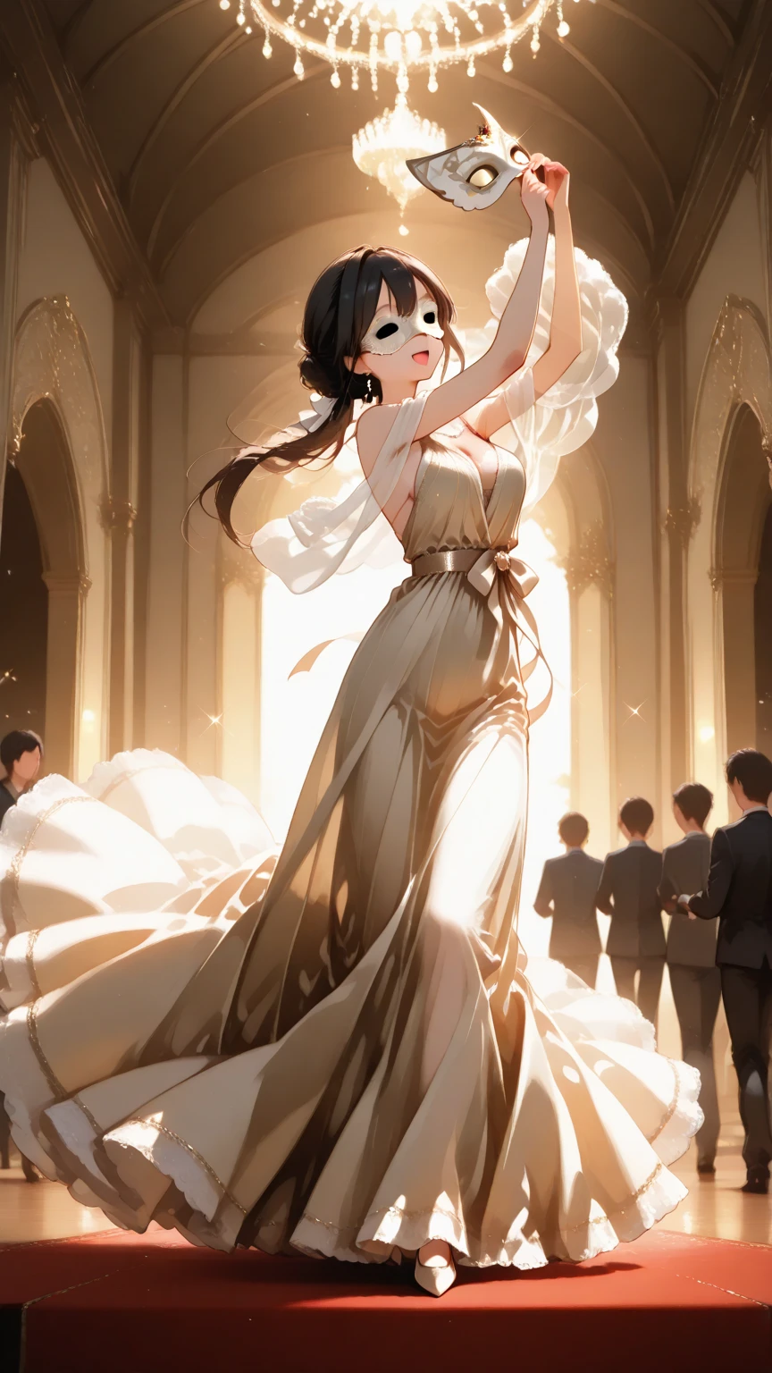 Wonder Woman (Gal gadot age 30) in a lovely sheer evening dress, looking adorably insecure and awkward as she approaches Bruce Wayne, fancy gala

