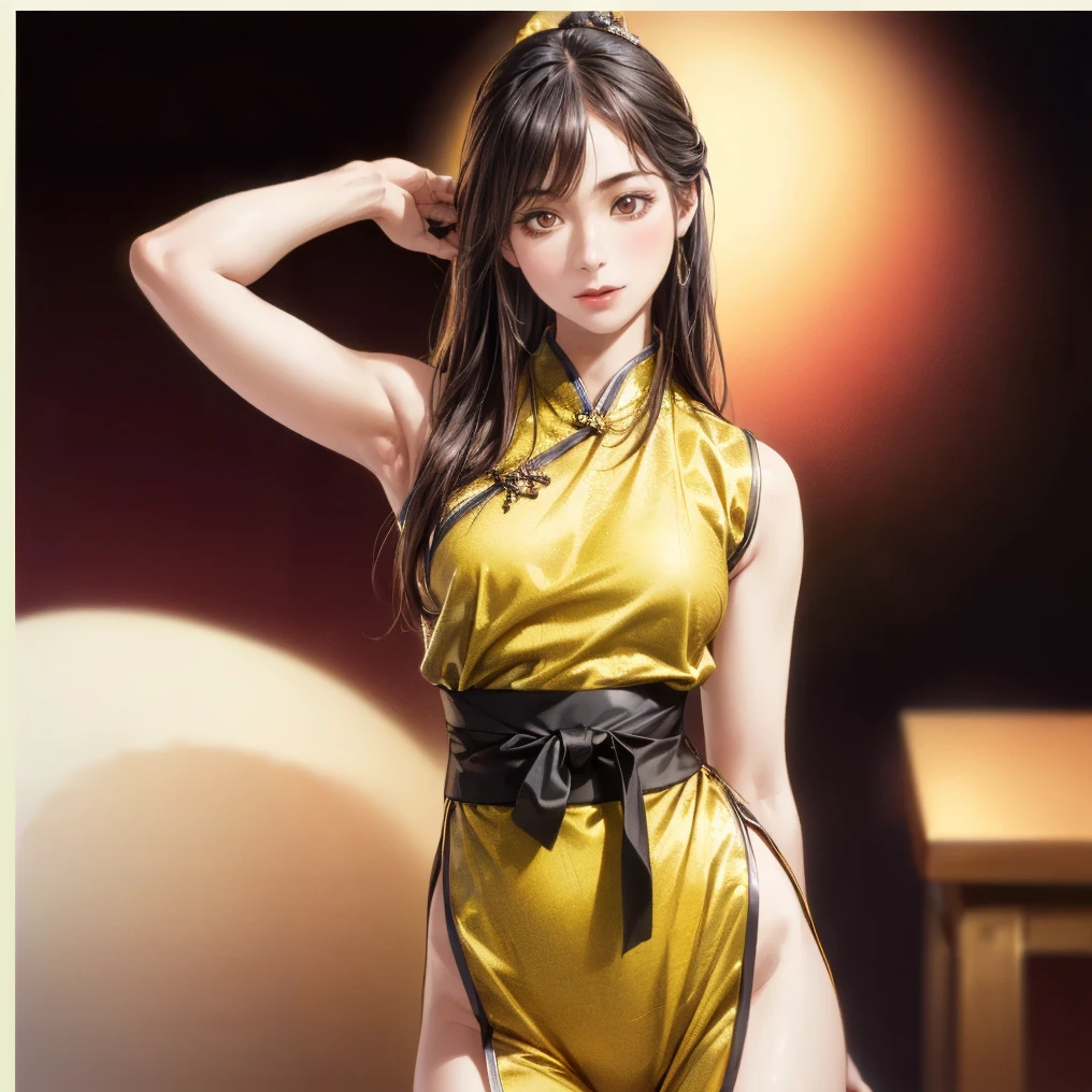 ((masterpiece)),(((Highest quality))),((Reference Sheet, Character Design, front, return, ~ ~ side, Mr..々Hairstyle, Mr..々Performance, Facial Expressions)), 14-year-old girl, Cute type, (Very slim:1.4), (Very small ass:1.4), Realistic buttocks, Big Breasts, Short Bob, Thin thighs, Long legs, It's not a big deal, ((Chinese Dance)), (Browsing Caution)