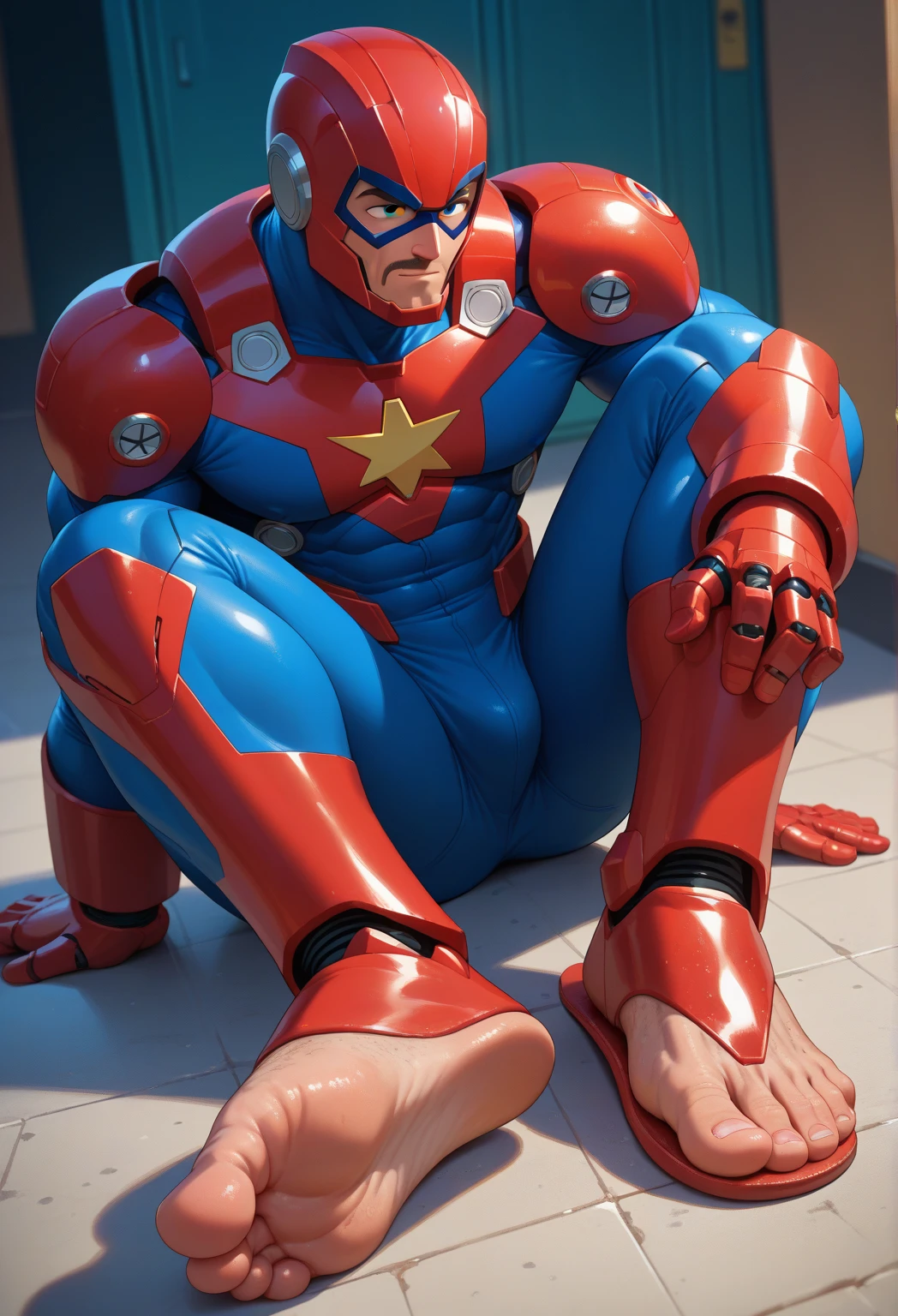score_9, score_8_up, score_7_up, score_6_up, rating explicit, focus male, source anime, Mechanic Hero、superhero、Hero Suit、stylish、action、hot man, mask, transparent fabric, wet, water, spread legs, male only, yaoi
