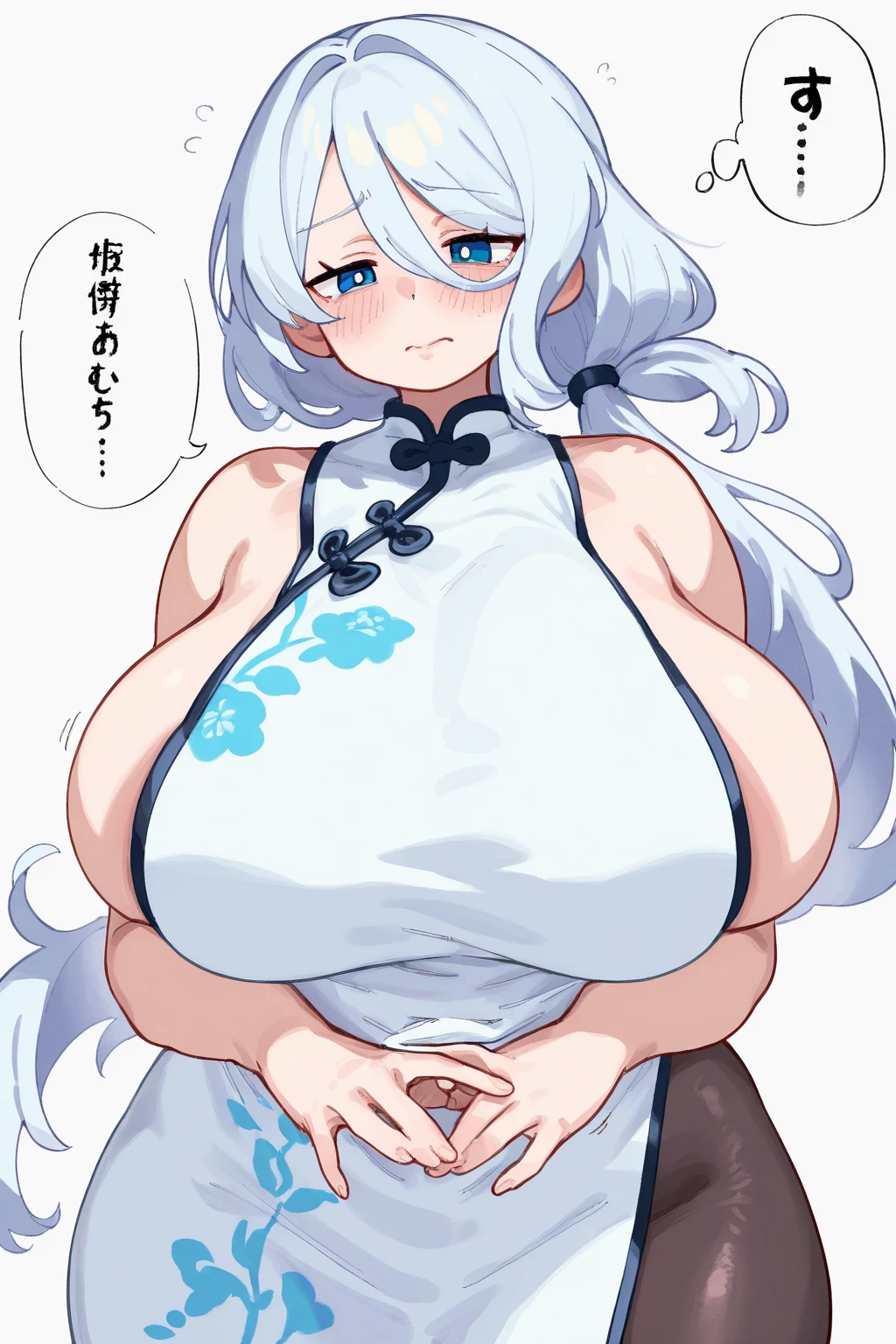 masutepiece, Best Quality, 1girl in, JinxLol, Solo, Large breasts, cleavage,, breast curtains,((((huge-breasted))))、((Ultramammy)),(massive breasts:1.3), busty, flowing sweat, narrow shoulder,(impossible sweater:1.04), (see through:1.1), sleeveless,