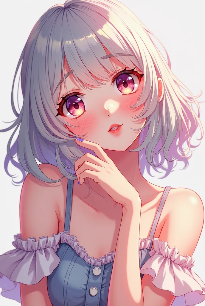 1 girl ,(from above:1.2),purple color hair、Purplish pink eyes that dreamers desire, (Blonde hair) , small stature, Colossal tits, Lori, (masutepiece:1.2, Best Quality), (finely detailed beautiful eye: 1.2), (beautifull detailed face), (Best Illumination, extremely delicate and beautiful), ((Cinematic Light)), Dramatic light, (Pale white background:1.5), Short bob hair（1:3）、Ultra Contrast、Braid a little around the ears, White long dress、only has 5 fingers、、Her pussy is visible through the white thong、Wet pants、You can see inside your underwear、full of sweat、mocking look、diaper、nffsw,Arms crossed、grab the arm、Shoot from above、The angle is as seen from below.、Best Quality、Large breastuscular pussy、Pubic hair,high-level image quality、hightquality、8K,perfect hand、5 fingers、finger pin、Perfect Finger、T back、Naked、noise cut、bullet hand、Her hair color should have been a brighter purple.The skirt part is also carefully expressed..、Purple skirt、the skirt is floating in the wind、Dark purple panties、Pubic hair majority,A scene of make cooking Carbonara Pasta in the kitchen,(with sparkling eyes and a contagious smile),open mouth, Looking at Viewer, 
