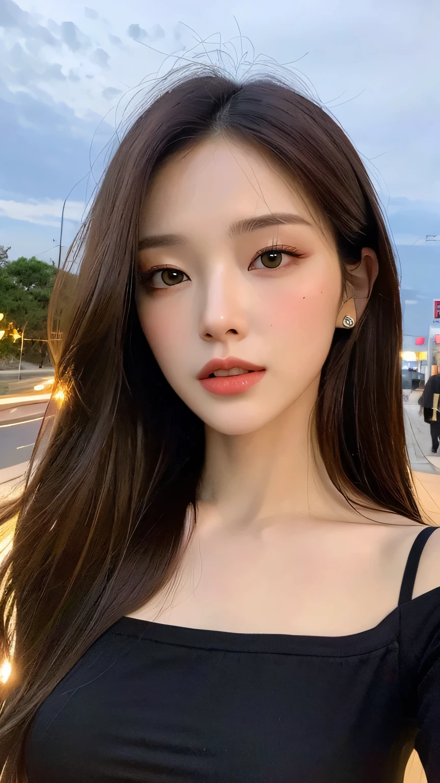 ((highest quality, 8k, masterpiece: 1.3)), concentrated: 1.2, Perfect body beauty: 1.4, Hips: 1.2, ((Long Hair, Big Breasts: 1.2)), (sunny, street:1.3), Bandeau dress: 1.1, Highly detailed face and skin texture, Beautiful Eyes, double eyelid, White skin, Long Hair, (shut up: 1.3), whole body