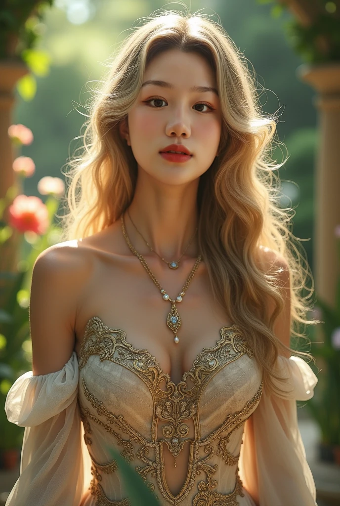 Best Quality, masutepiece, Colossal tits, (Large breasts), Detailed skin texture, Detailed Cloth Texture, Detailed face, Super Detail, 8K, intricate detailes, 1girl in, 30 years old, High contrast, High resolution eyes, Blonde((Colossal tits))、((erotick、A sexy、超A high resolution、Bright lighting、accurate hands without incongruity))、Asian Girl