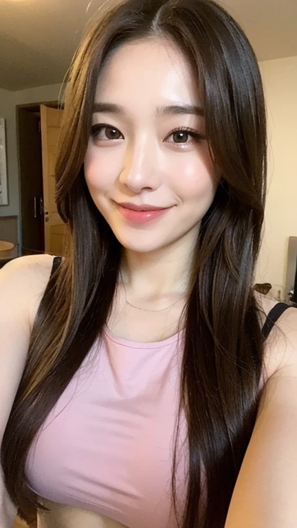 seed:3758664720.Full body angle、((highest quality, 8K, masterpiece:1.3)), concentrated:1.2, Perfect body beauty:1.4, Hips:1.2, ((Delicate Hair)), (Colorful T-shirts、Shorts、pajamas、 :1.1) , ((highest quality、8K、masterpiece:1.3))、1 Girl、A sloppy smile、Esbian all over、Slim face、Big Boobs、Beautiful woman、(Dark Brown Hair)、Long Hair、1.1、Flickering Valley、Detailed eyes、double eyelid、Blurred Background、超Slim face、Smile、Looking down、