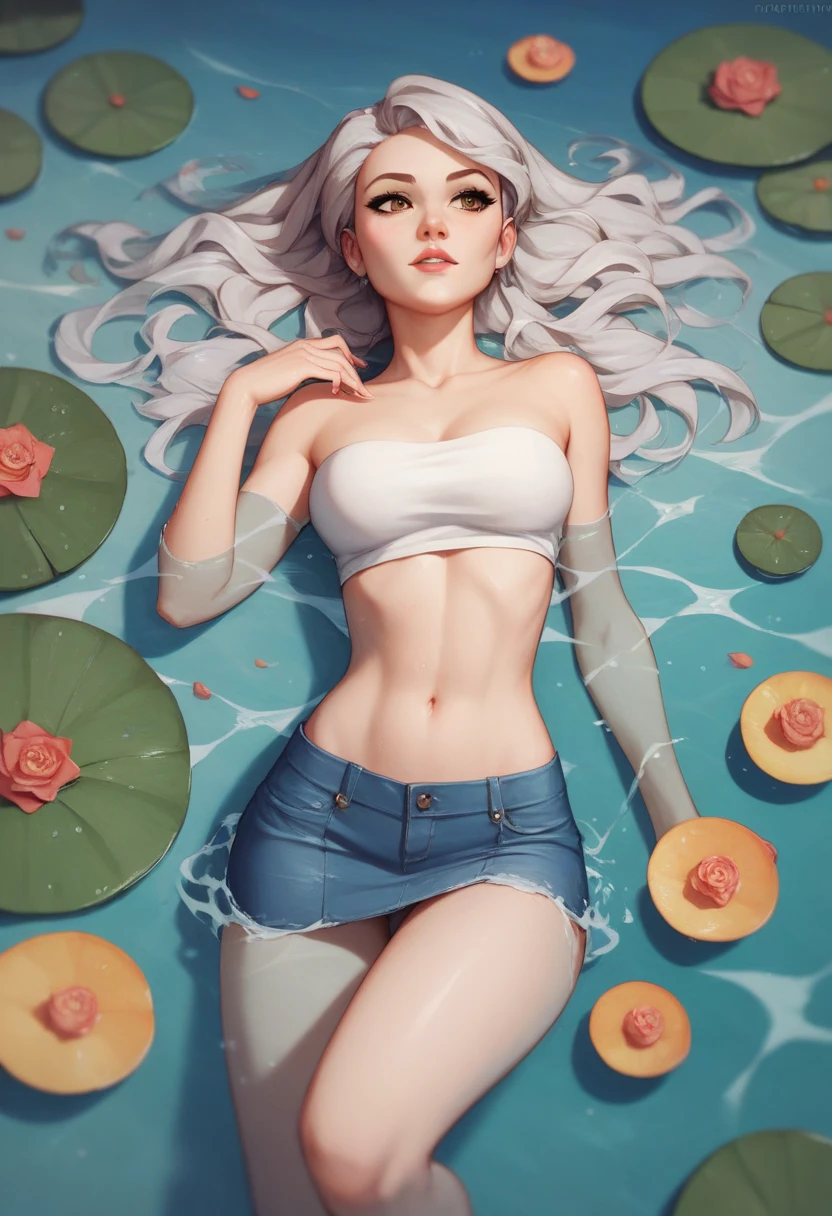 HD 3D art, full of the real warmth of 3D animation style, artistic masterpiece from CGSCOSITY, close-up (1 female), feminine pose, posture sitting, lying, standing natural comfort, hair dyed light silver, detail tattoos reflect each other, landscape mode horizon superimposed light, as stunning as James Jean and Guweiz's masterpiece, beautiful girl's life is canvas, fashion and sexy, leading the realistic style in Japan's art circle.