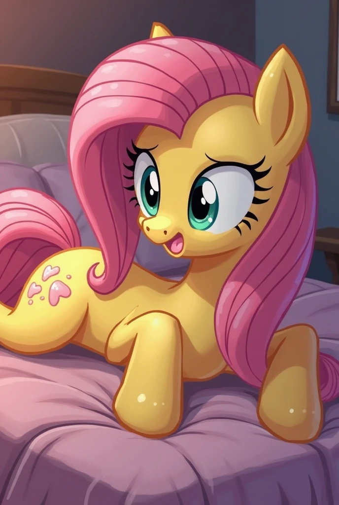 score_9, score_8_up, score_7_up, Fluttershy MLP, cute background, My Little Pony Friendship is Magic style, nice mare body, her butt is very very big,showing her pussy, her pussy is pink, she's in a random sexy pose,she is in a random sexy pose,showing her big and sexy butt hole, shows a butthole ,showing her big and sexy pussy, showing her pussy, her butt is very very big,mischievous look,sexyin and pecks her lips,huge bottom and nice round,[(description of location)]
We are at Fluttershy's house, We are in Fluttershy's bed, We are in Fluttershy's bathroom, We are in Fluttershy's living room,[(Extra description)]
Fluttershy's pussy is very distended, Fluttershy's cum coming out of her pussy, Fluttershy looks at me very mischievously, Fluttershy licks her upper lip a little, (There is another pony with Fluttershy,the other pony is a male pony,the male pony has a big penis,realistic horse penis,Fluttershy and the male pony are having sex)