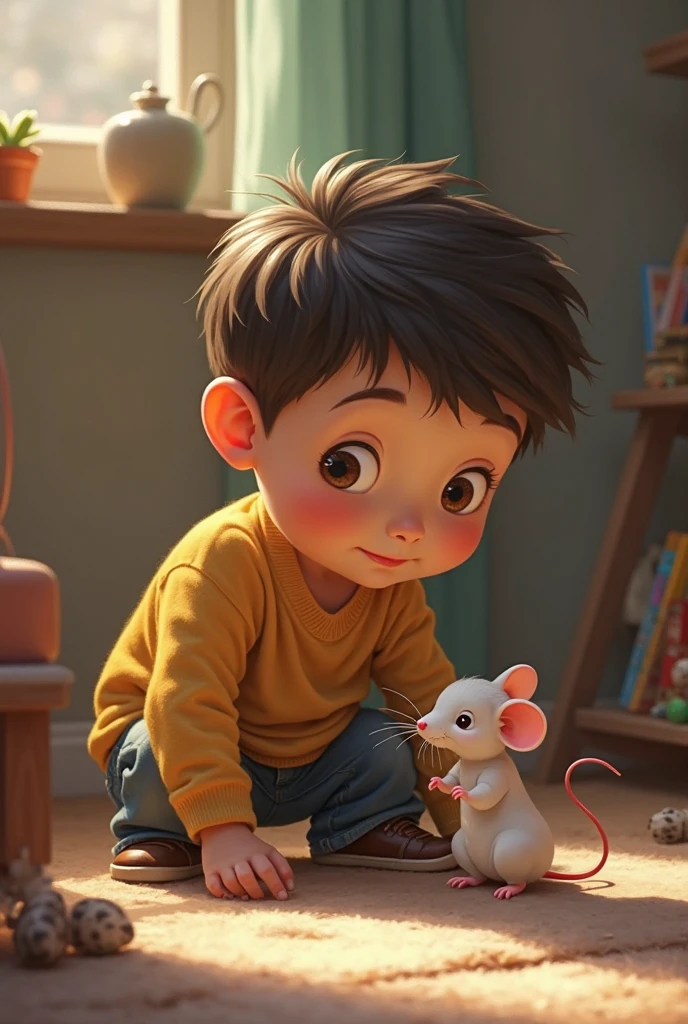 Boy with a pet rat