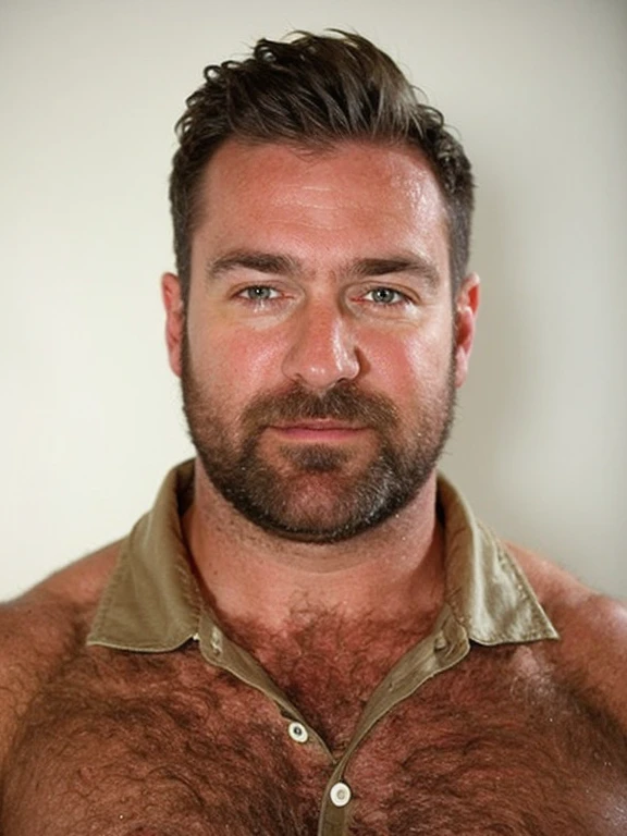 50 year old hairy chested man on the bed