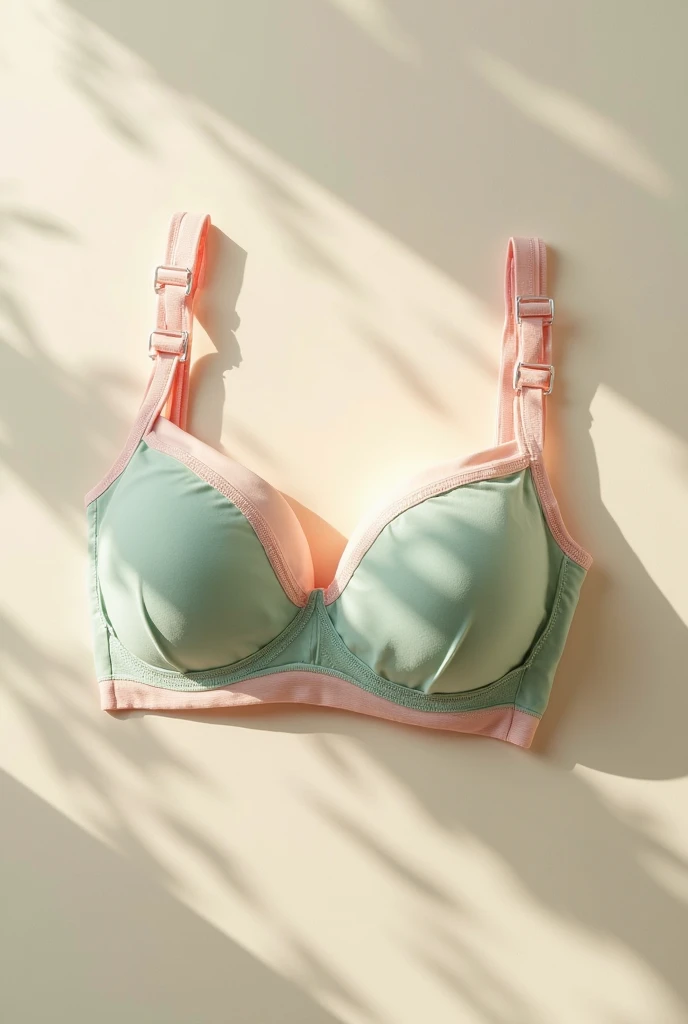 creative photohoot with a pastel greenish white bra, a pastel inspired by Man Ray, pixabay, art deco, bralette, bra, wavy lingeries, white bra, closeup - view, gold bra, wearing bra, close - up view, close-up view, mid view, close view, beige, satin, bangalore